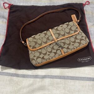 Coach Signature Canvas Tan Shoulder Bag